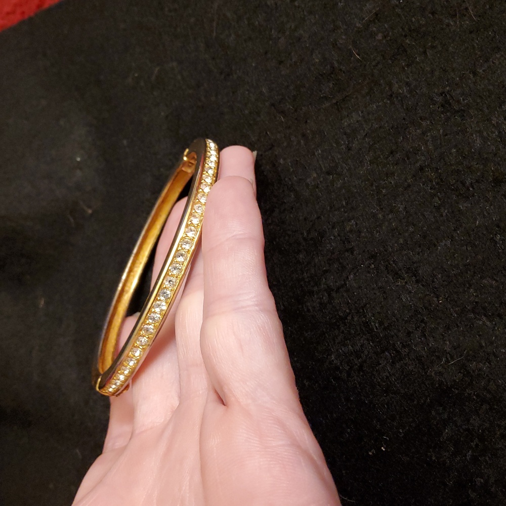 Christian Dior Hinged Gold-tone Clear Rhinestone Bracelet11.